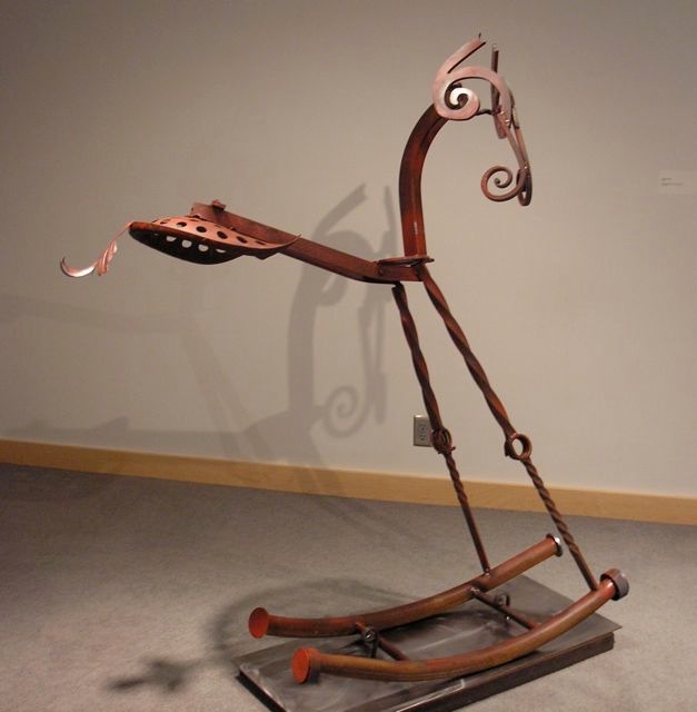 Rocking Horse Welded, Painted and Forged Steel 5' H. 5.5" Long